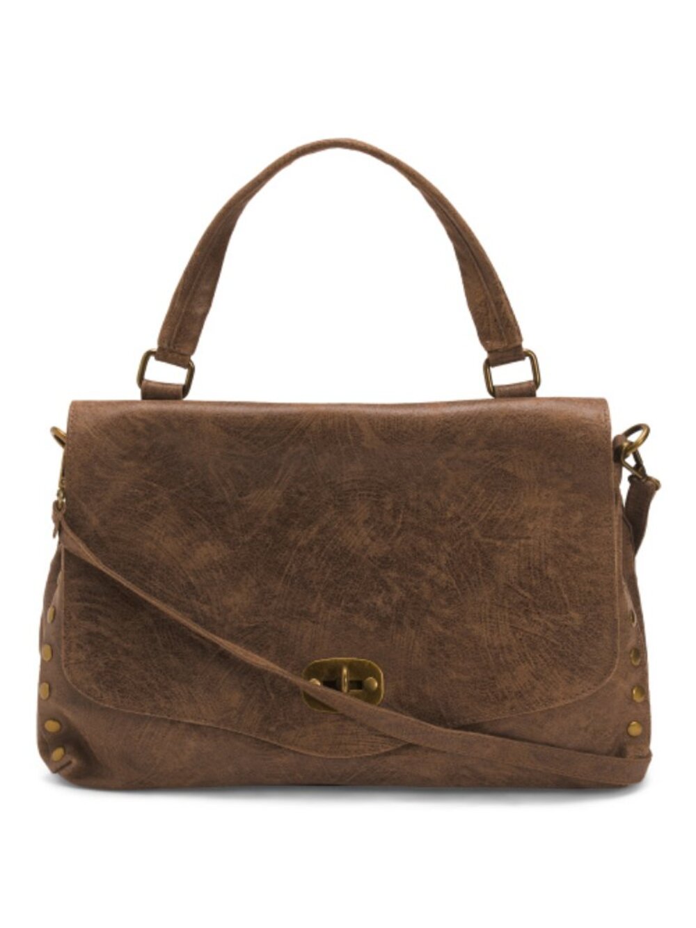 CHIARA FERRETTI Made In Italy Leather Brushed Large Flap Over Satchel